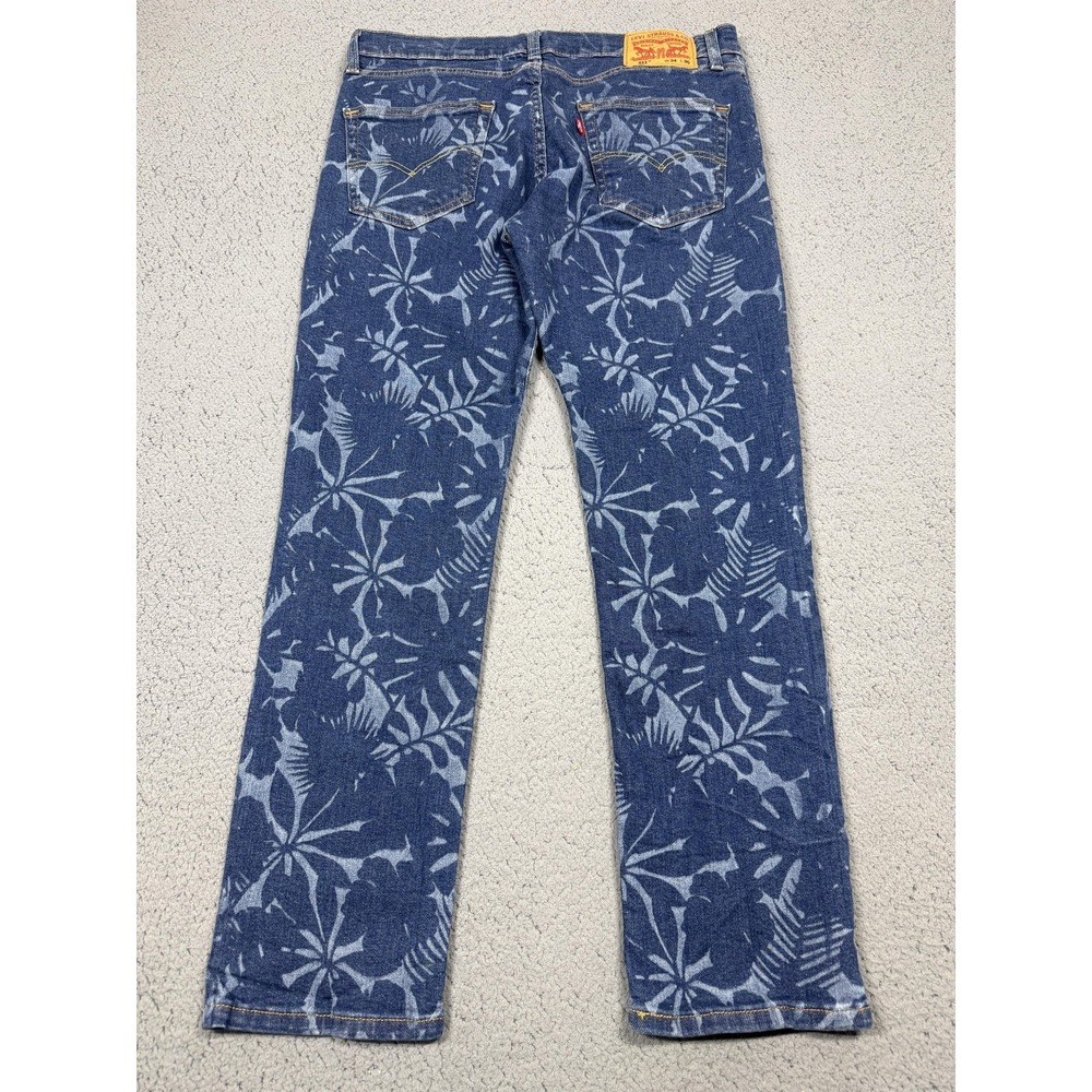 Levis 511 Jeans Mens 34x29 Medium Wash Blue Slim Tapered Floral Print AOP Denim